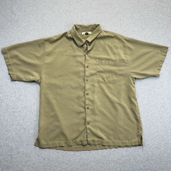 Tommy Bahama Silk Shirt Mens XL Brown Short Sleeve Button Up Havana Style READ - Picture 2 of 10
